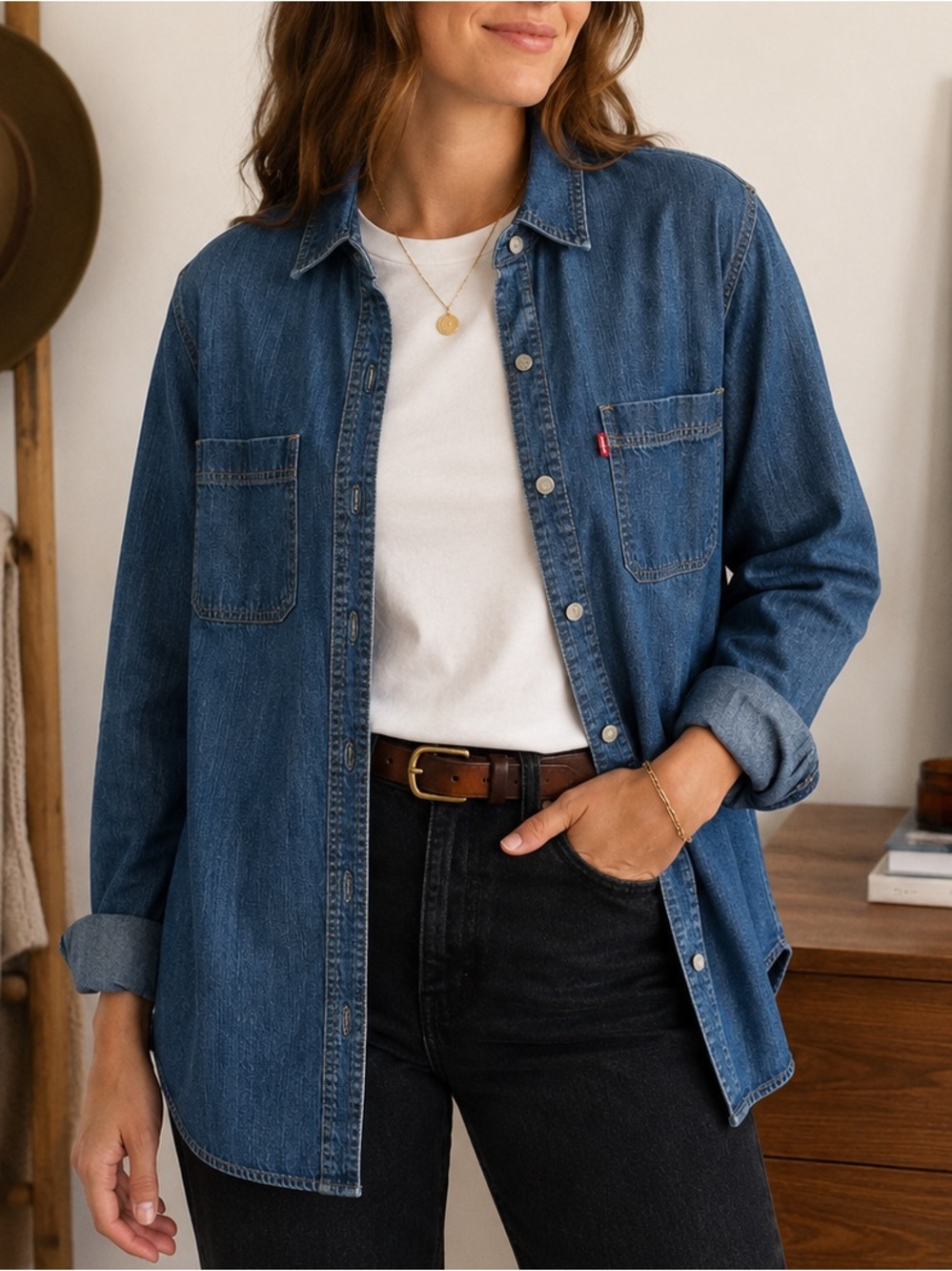 Classic Levi’s Regular Denim Short Sleeve Button Down Shirt